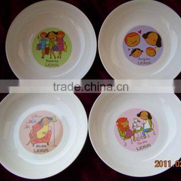 7.5inch white children porcelain plate with lovely design for 2017 christmas