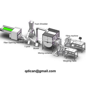 Shredded foam ball fiber feather down blending and filling machine