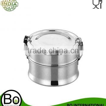 Stainless Steel Double Layered Round Lunch Box