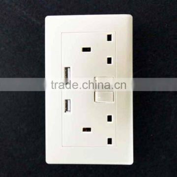 Double USB Charging Wall Socket With Switch 3 Pin Wall Socket With Usb photo-3