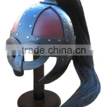 Medieval Leather Viking Armor Helmet with Tail / Leather Helmet