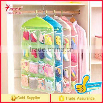 16 Pockets Socks Bra Underwear Storage Buggy Organizer ,Polyester Collection Rack Hanger
