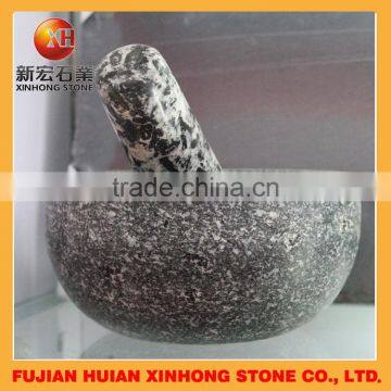 Natural Granite Stone Mortar and Garlic Crusher for Stoneware Bowl Set photo-5