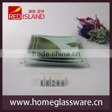 Square Tempered Glass Plate With Leaf Pattern photo-2