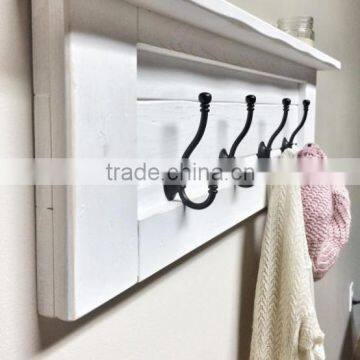 Rustic Wooden White Coat Rack Wooden Shelf