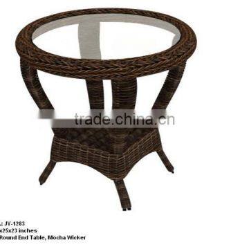 Mocha Round Wicker end table for sales