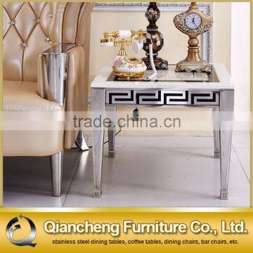 High Quality Mirrored Metal Feet Marble Top Side Table photo-3