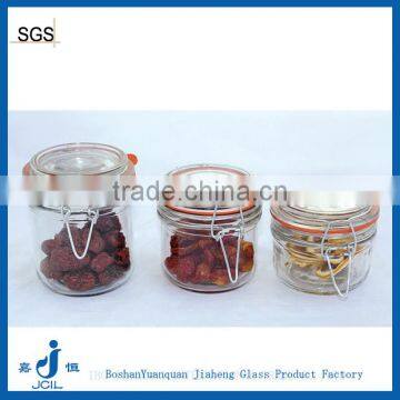 Round glass jar 200ml with glass locking lid