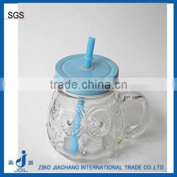 snow man shape small glass beverage water mug with pipe