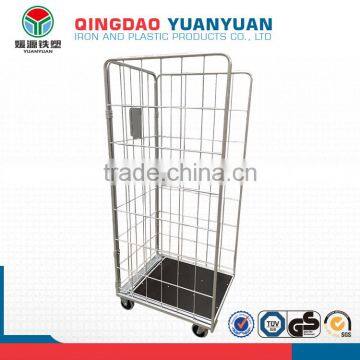 Stackable 3 sided logistics pallet cage trolley roll storage container