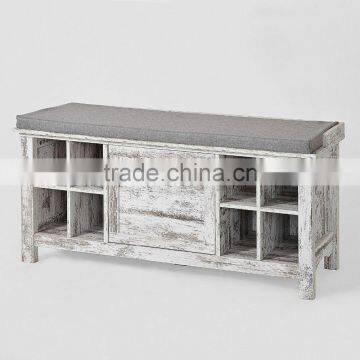 French Style Waterproof Cheap Shoe Storage Wooden Bench photo-3