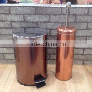 5L Round Stainless Steel Trash Can/Waste Bin/Dust Bin With Toilet Brush Holder photo-3