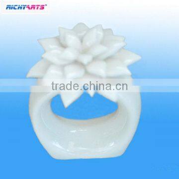 plain white porcelain flower napkin ring
