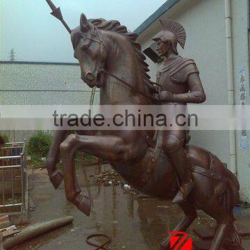 Cast brass greek bronze horse statue with man sculpture