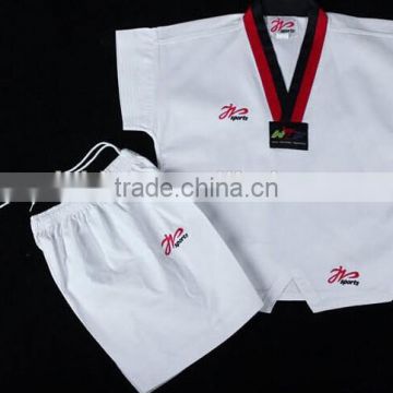 OEM cotton/polyester wear resistant competition short sleeve taekwondo uniform for kids and adults