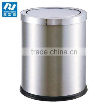 Indoor stainless steel swing lid waste disposal bin