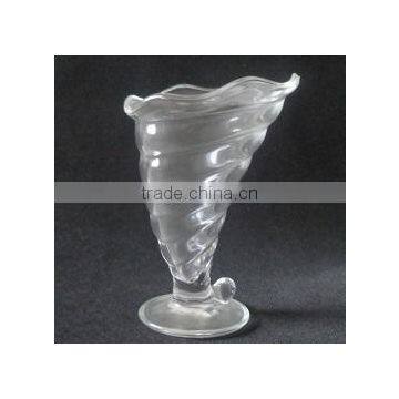 High Quality clear bugle shape ice cream glass cup