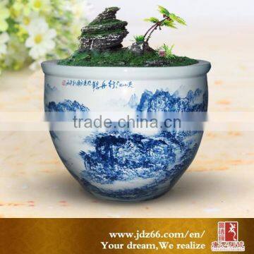 New Year Gift Excellent Quality Handpainted Blue and White Large Flower Pot Made in Jingdezhen photo-2