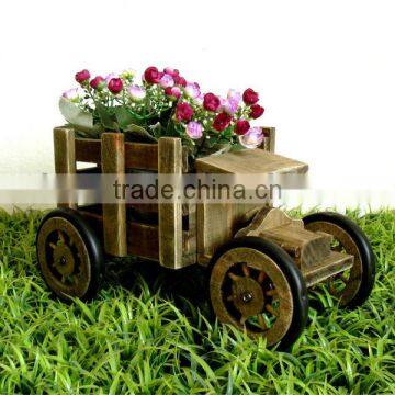 Mini wooden cart for flowers and plants