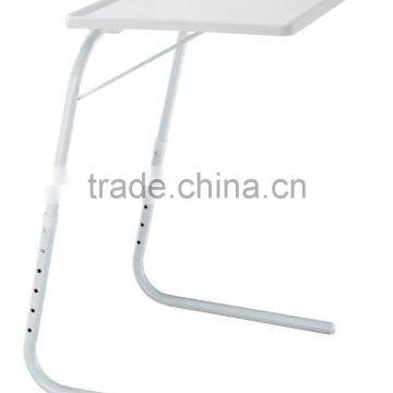 Indoor Durable White Adjustable Folding Tray Table