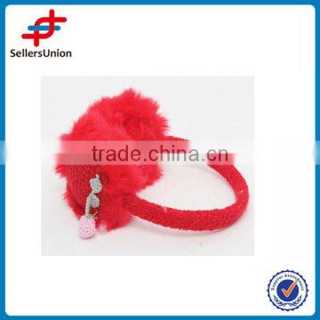 Imitation Rabbit FUR Hair Earmuff Printed With Grid