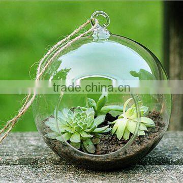 Modern Hanging Clear Round Crystal Glass Vase Flower Balls Terrarium Vases For Wedding Decoration Dia 8 cm