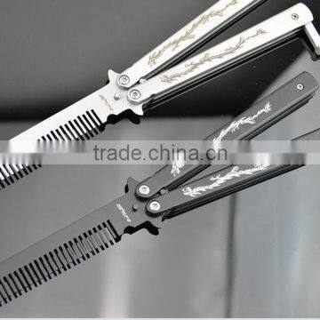 Stainless Steel Folding Practice Training Butterfly Style Knife Comb photo-2