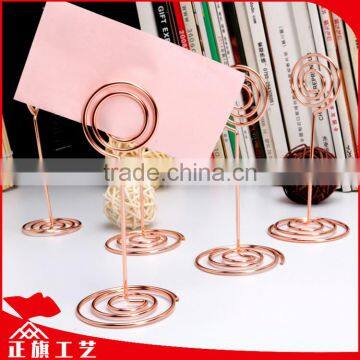 Circle Shape Metal Craft Wires Base Photo Card Holder Clips Golden Color