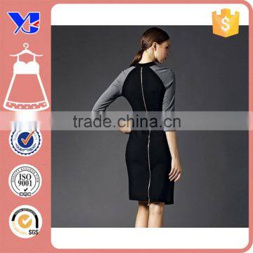 Women Tunic Wear To Work Seven Quater Slim Split Hem Pencil Sheath Dress photo-3