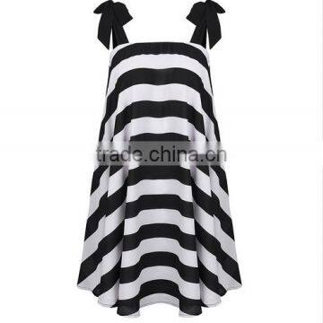 Summer Womens Dresses New Arrival 2016 Black &white Stripe Sexy Sling Beach Sundress Plus Size Dress photo-3