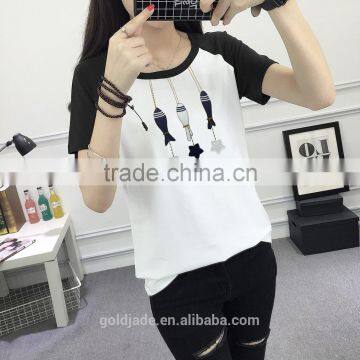 Custom Fashionable Logo Printing Women Round Neck Short Sleeves T Shirt photo-5