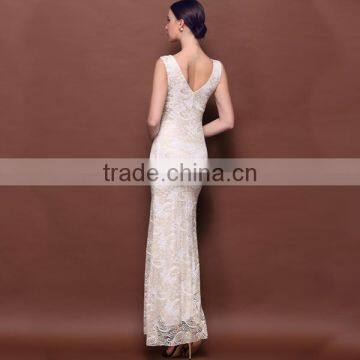 Small Quatity Ladies High Quality Fashion Sleeveless Evening Dress With Beaded photo-5
