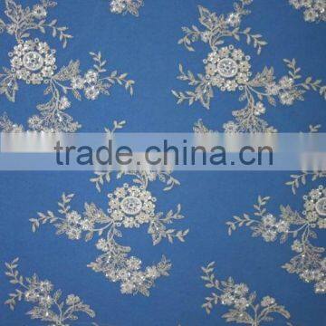 Hot sale african new design embroidery sequins tulle fabric