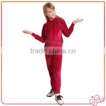 Customized velour winter girl's set cheap china wholesale kids clothing