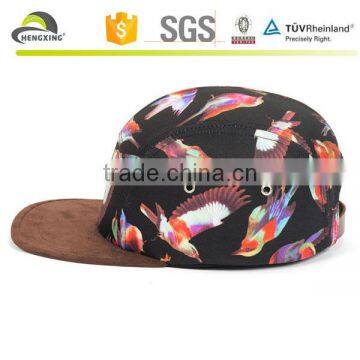 5 Panel Camp Hat Eagle Birds Printed Black Custom-made 5 Panels Cap photo-4