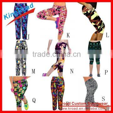 Custom Printed Ladies Workout Legging,yoga Active Wear Women Capri Pants photo-3