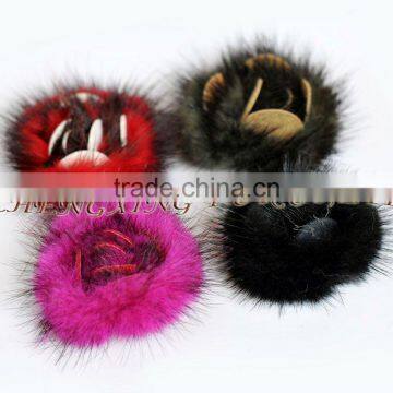 CX-A-44 Small Size Mink Fur Flower Coat Brooch Pin