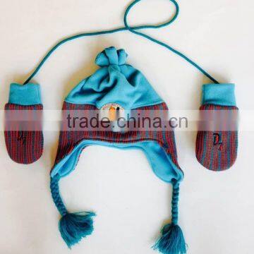 Child Print Polar Fleece Hat Glove 2pcs Set Promotion photo-3