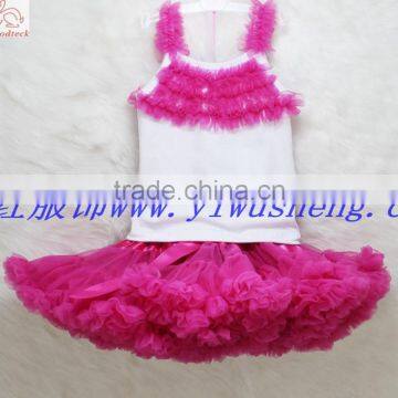Newest Design Chiffon Nylon Tutu Skirt Full Fluffy Pettiskirt Set for Babay photo-3