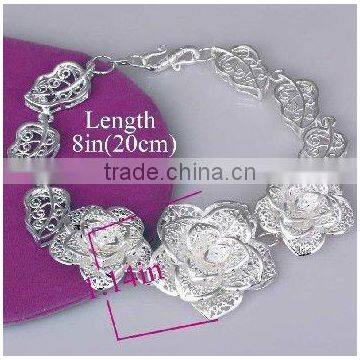 fashion silver charm bracelets, flower & leaf charm bracelets