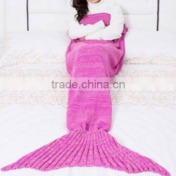 2017 new stock 8 colors latest knitted mermaid blanket