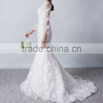 2017 Wholesale Custom Long Sleeve Mermaid Wedding Dress photo-3