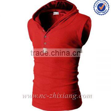 2017 Fashion Mens Sleeveless Hoodie With Placket photo-2