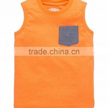 100% Ctn, S/J, 160 Gsm, Children Boys Vest With Pocket