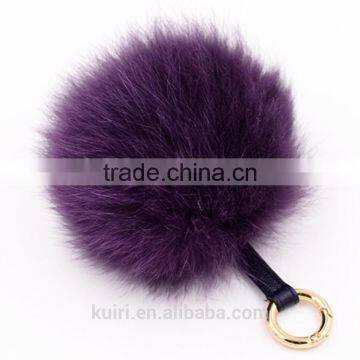 Fur Pom Pom Keychain 12cm Fox Fur Ball Key Chains Cute Round Ball Fluffy Keychain Real Fur Key Ring Charms for Bags photo-4