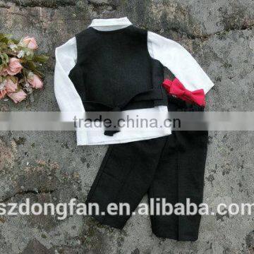 Cute Baby Boy Suit 3pcs Linen Ring Bearer Wear Shirts+Pants+Waistcoat photo-3