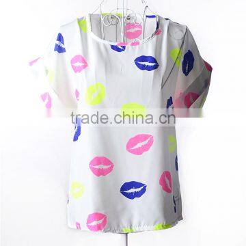 2016 Summer Fashion Women's Loose Chiffon Tops Batwing Short Sleeve T Shirt Casual Blouse photo-5