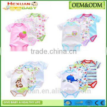 OEM factory or 8 groups stocked designs100% cotton Summer custom printed 100% cotton baby romper