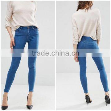 High quality stretch skinny slim fit five pocket jeans used look for lady