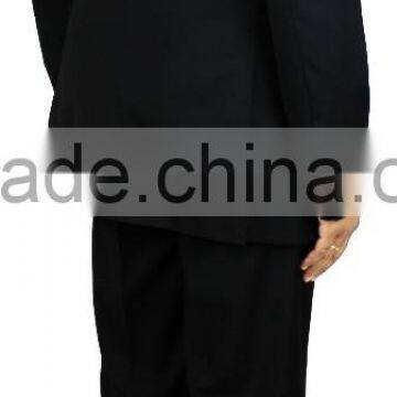 NAAMS MEN'S WOOL 2 BUTTON 2 VENT SLIM FIT SUIT JACKET FLAT FRONT PANT BLACK photo-2